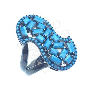 925 Sterling Silver Baguette Gemstone  Cocktail Rings