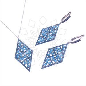 925 Sterling Silver Geometric Ring Necklace Sets