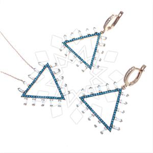 925 Sterling Silver Geometric Earrings Necklace Sets