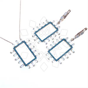 925 Sterling Silver Geometric Earrings Necklace Sets