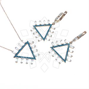 925 Sterling Silver Geometric Earrings Necklace Sets