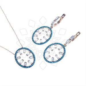 925 Sterling Silver Geometric Earrings Necklace Sets