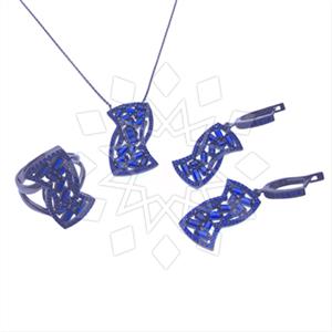 925 Sterling Silver Baguette Gemstone  Ring Earring Necklace Sets