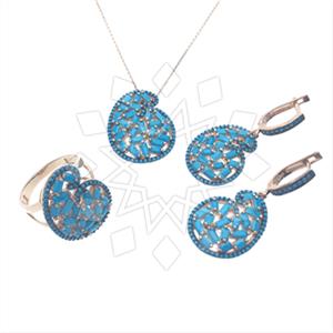 925 Sterling Silver Baguette Gemstone  Ring Earring Necklace Sets