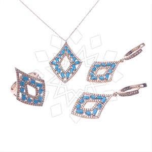 925 Sterling Silver Baguette Gemstone  Ring Earring Necklace Sets
