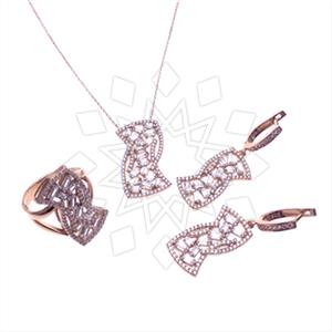 925 Sterling Silver Baguette Gemstone  Ring Earring Necklace Sets