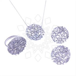 925 Sterling Silver Geometric Ring Earring Necklace Sets