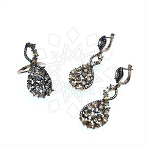 925 Sterling Silver Zirconia Statement  Ring Earrings Sets