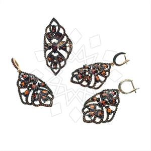 925 Sterling Silver Zirconia Statement  Ring Earring Pendant Sets