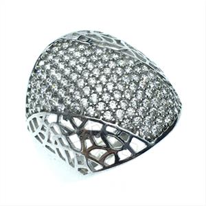 925 Sterling Silver Zirconia Pave  Cocktail Rings