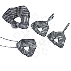 925 Sterling Silver Geometric Ring Earring Pendant Sets