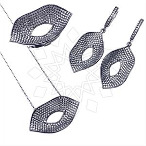 925 Sterling Silver Geometric Ring Earring Pendant Sets