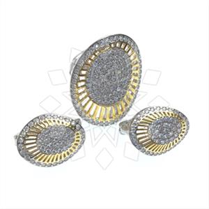 925 Sterling Silver Zirconia Pave  Ring Earrings Sets