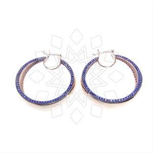 925 Sterling Silver Zirconia Statement  Hoop Earrings