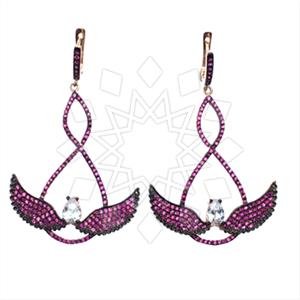 925 Sterling Silver Angel and Wings Statement Earring