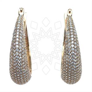 925 Sterling Silver Zirconia Statement  Hoop Earrings