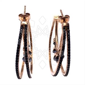 925 Sterling Silver Zirconia Statement  Hoop Earrings