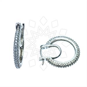 925 Sterling Silver Zirconia Statement  Hoop Earrings