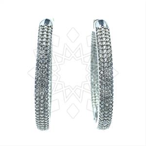 925 Sterling Silver Zirconia Statement  Hoop Earrings