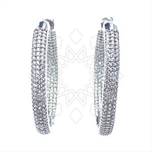 925 Sterling Silver Zirconia Statement  Hoop Earrings
