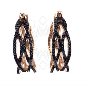 925 Sterling Silver Zirconia Statement  Hoop Earrings