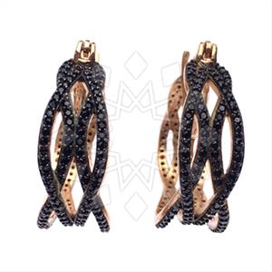 925 Sterling Silver Zirconia Statement  Hoop Earrings