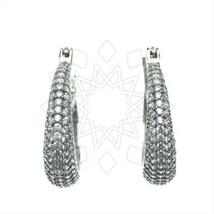925 Sterling Silver Zirconia Statement  Hoop Earrings