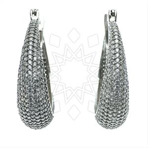 925 Sterling Silver Zirconia Statement  Hoop Earrings