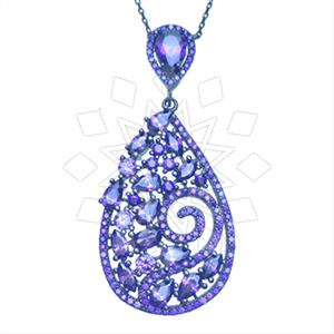 925 Sterling Silver Zirconia Statement  Pendant Necklace
