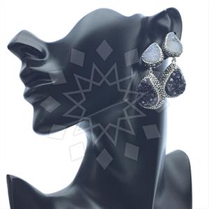 925 Sterling Silver Gem and Crystals Double Drop Earrings