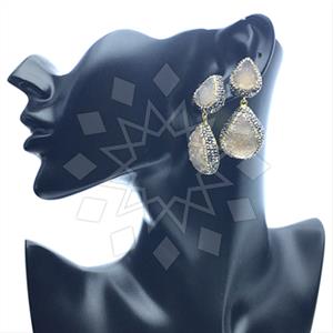 925 Sterling Silver Gem and Crystals Double Drop Earrings