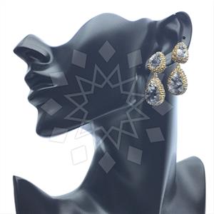 925 Sterling Silver Gem and Crystals Double Drop Earrings
