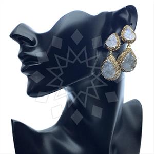 925 Sterling Silver Gem and Crystals Double Drop Earrings