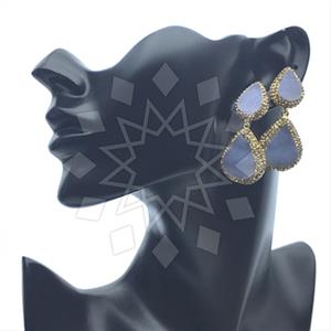 925 Sterling Silver Gem and Crystals Double Drop Earrings