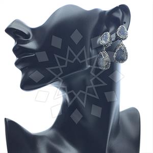 925 Sterling Silver Gem and Crystals Double Drop Earrings