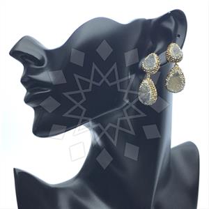 925 Sterling Silver Gem and Crystals Double Drop Earrings