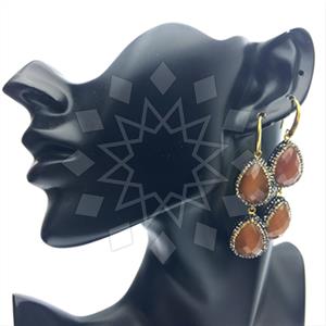 925 Sterling Silver Gem and Crystals Double Drop Earrings