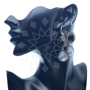 925 Sterling Silver Gem and Crystals Double Drop Earrings