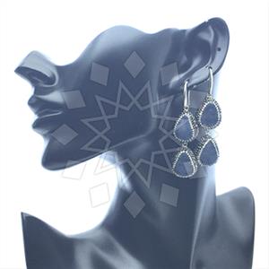 925 Sterling Silver Gem and Crystals Double Drop Earrings