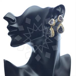 925 Sterling Silver Gem and Crystals Double Drop Earrings