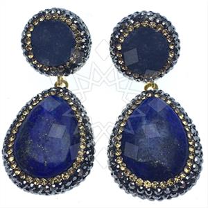 925 Sterling Silver Gem and Crystals Double Drop Earrings