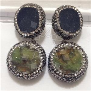 925 Sterling Silver Gem and Crystals Double Drop Earrings