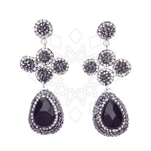 925 Sterling Silver Gem and Crystals Double Drop Earrings