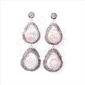 925 Sterling Silver Gem and Crystals Double Drop Earrings