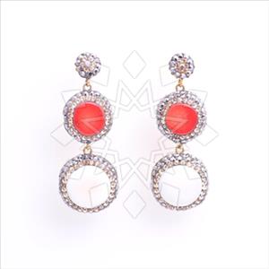 925 Sterling Silver Gem and Crystals Double Drop Earrings