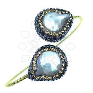 925 Sterling Silver Semi Precious Gems and Crystal  Adjustable Bracelet