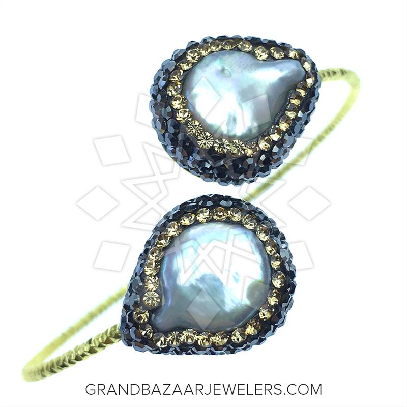 Costa Rica Silver & Leather Bracelet w Pearl & Semi Precious Labradori –  Lizzy James