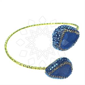 925 Sterling Silver Semi Precious Gems and Crystal  Adjustable Bracelet