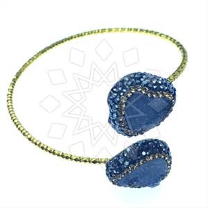 925 Sterling Silver Semi Precious Gems and Crystal  Adjustable Bracelet