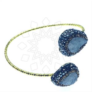 925 Sterling Silver Semi Precious Gems and Crystal  Adjustable Bracelet